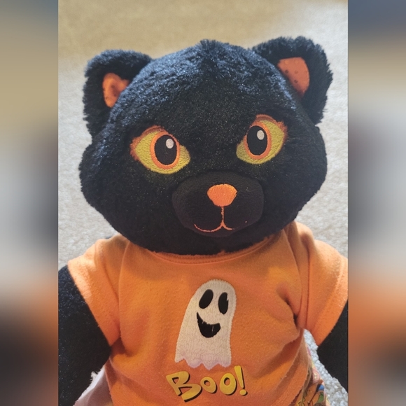 Build-A-Bear MIDNIGHT SPARKLE BLACK CAT Halloween Plush With Boo T-shirt & orang - Picture 4 of 10